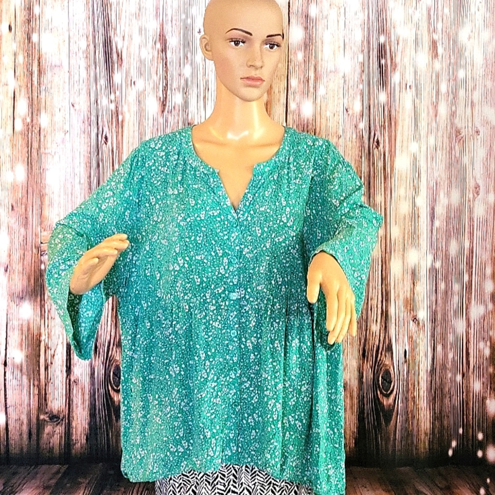 NWOT Cynthia Rowley Women's 3/4 Sleeve Floral Blouse Size 2X